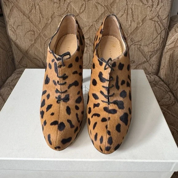 Charlotte Olympia Alice Platform High Pump In Hyena Animal Print Black Sz 37.5